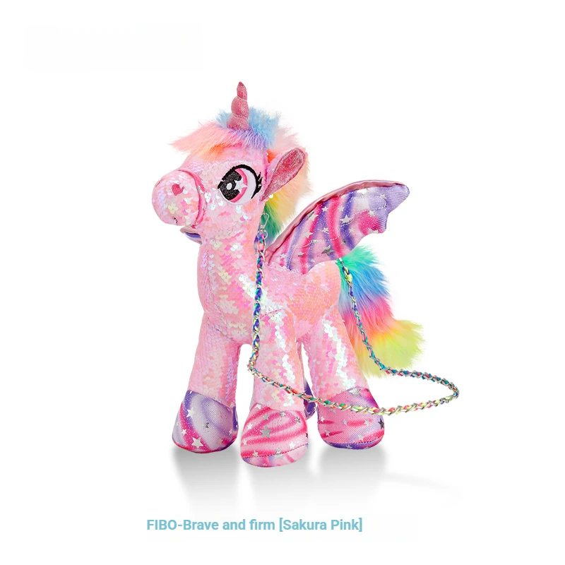 حقيبة كروس من القطيفة على شكل وحيد القرن مزينة بالترتر للأطفال هدية عيد ميلاد أنيقة للفتيات من Mochilas Mujer موضوع حيوان لطيف