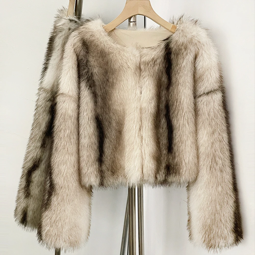 Fur Coat Eco-friendly New Women's Artificial Fur Coat Clothes Women Short Faux Fur Jacket Female Exclusive Striped Warm Thick