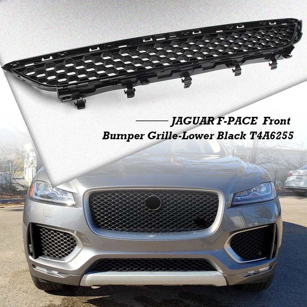 For Jaguar F-Pace 2016 2017 2018 2019 Car Front Bumper Lower Grille Mesh GrillGlossy Black ABS T4A6255