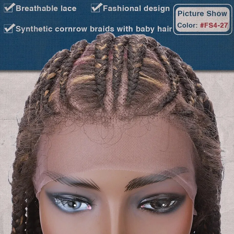 My-Lady Synthetic Braided Wigs Lace Front Wigs 27'' Box Braids Wig Black Women Cornrow Braids Frontal Lace Wig African Braid Wig