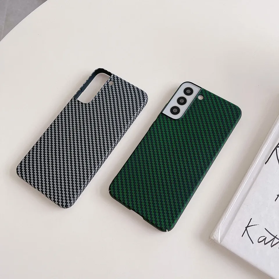 Water Stickers Carbon Fiber Texture Phone Case For Samsung Galaxy S24 S23 S22 S21 Note 20 Ultra 10 Plus Hard Plastic Back Cover 
