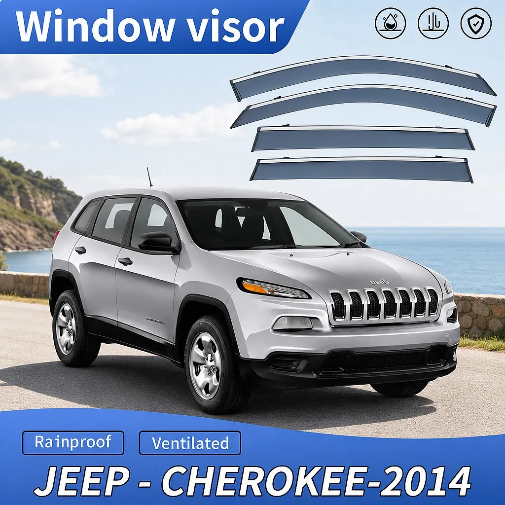

4Pcs For JEEP Cherokee 2014-2023 Car Window Visor Rain Sun Shade Awning Side Windshield Deflector Auto Accessories