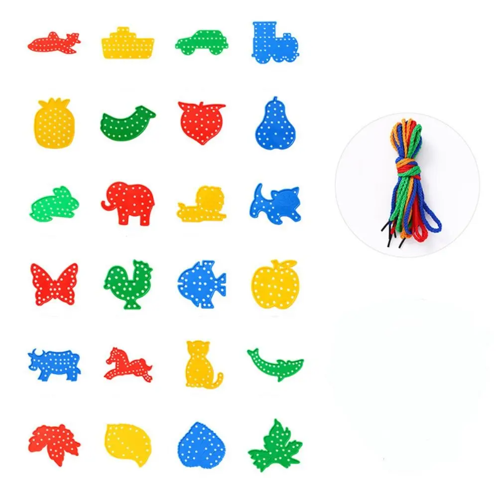 Plastic Threading Lacing Early Education Montessori Baby Threading Games DIY Cartoon Lacing Learning Boys Girls