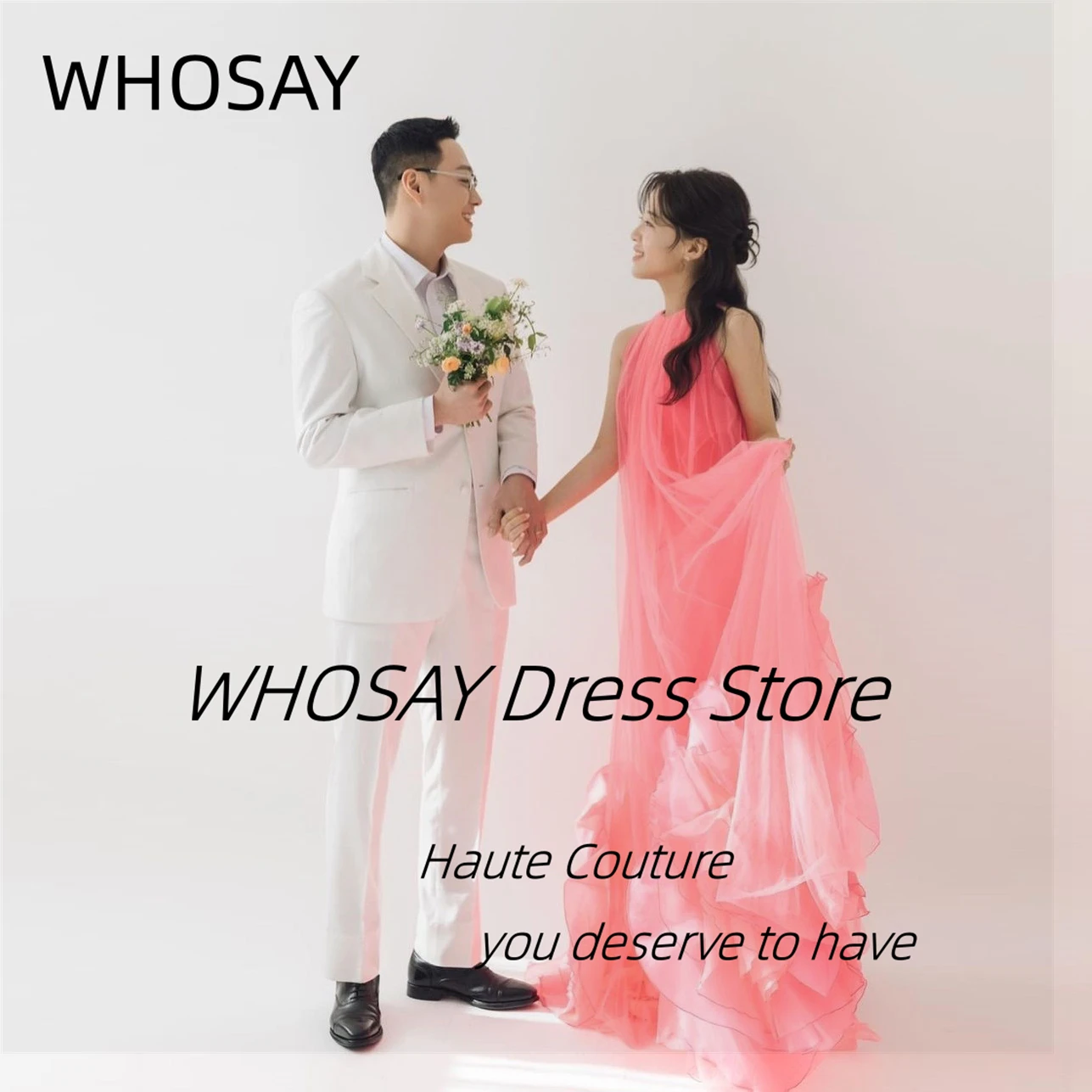 WHOSAY Summer Girls Wear Shooting Photograph 2024 O-Neck Sleeveless Prom Dresses Ruffles Tulle Birthday Party Evening Dress