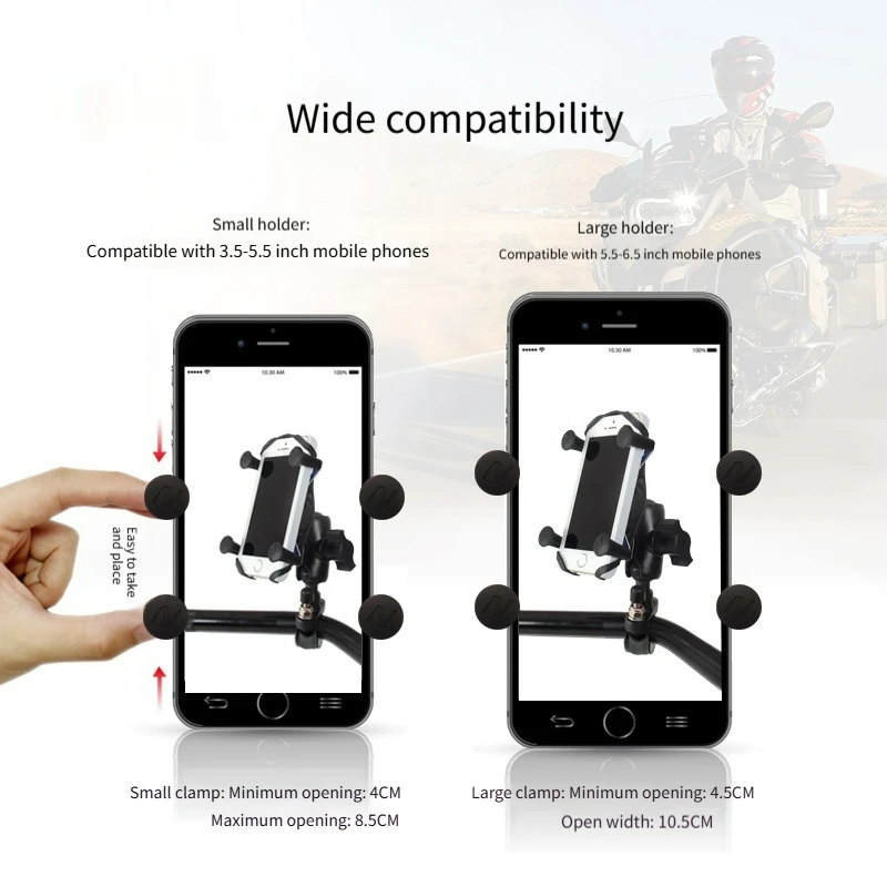X Grip Phone Holder with 9cm Double socket Arm and U Clamp for Bike Motorcycle Phone Mount Compatible with 1 inch Ram Mount