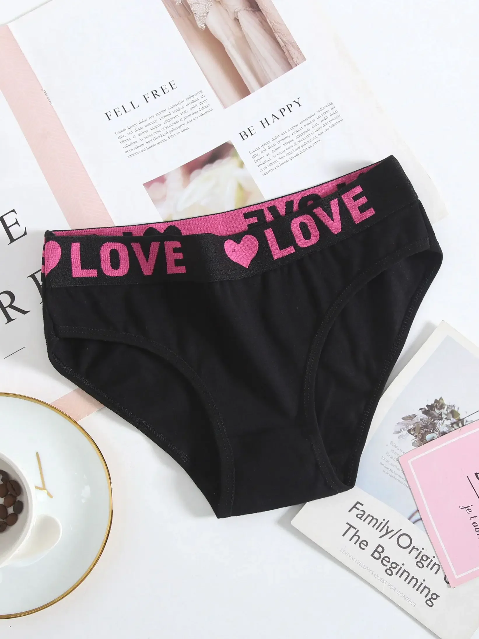 6 шт. женские бесшовные хлопковые стринги с буквенным принтом и низкой талией бикини