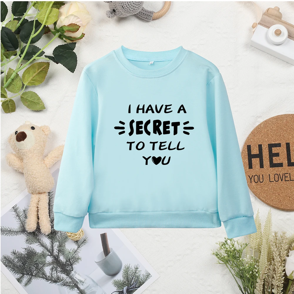 I Have A Secret To Tell You Minimalist Popular Blue Kids Sweatshirts Comfy New Hot Sell Dropship Y2K Hoodless Child Sweaters