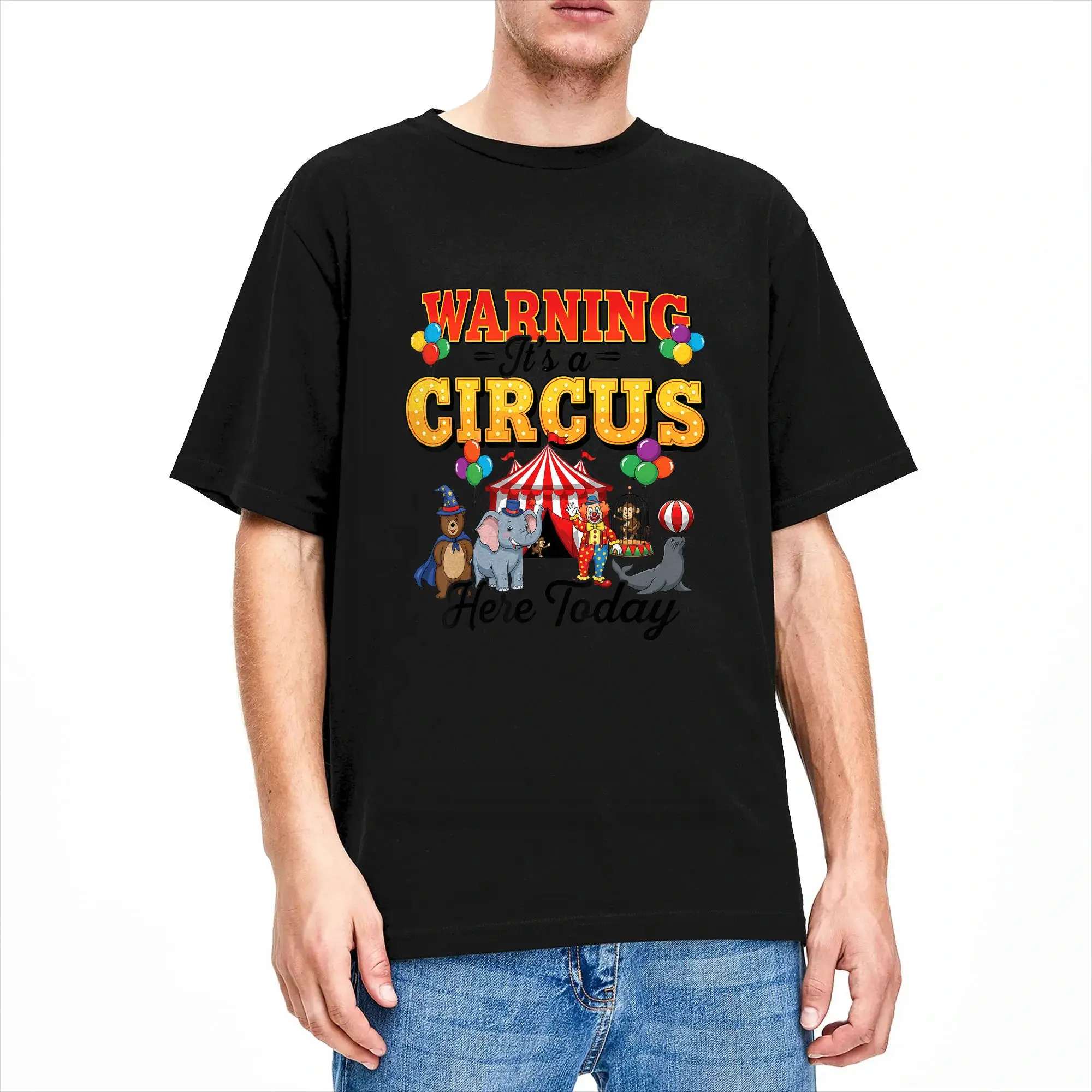 Funny Circus Warning Its A Circus Here Today Birthday Party T Shirt  Leisure T-Shirts Short-Sleeved Y2K Retro Tops Cotton Tops