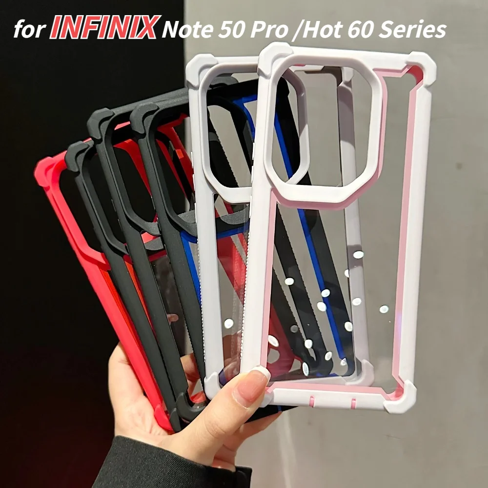 

2IN1 Hybrid Armor Design Clear PC+TPU Phone Case For Infinix Note 50 Pro 40 Hot 70 60 Pro 60i Coner Airbag Anti-drop Back Cover