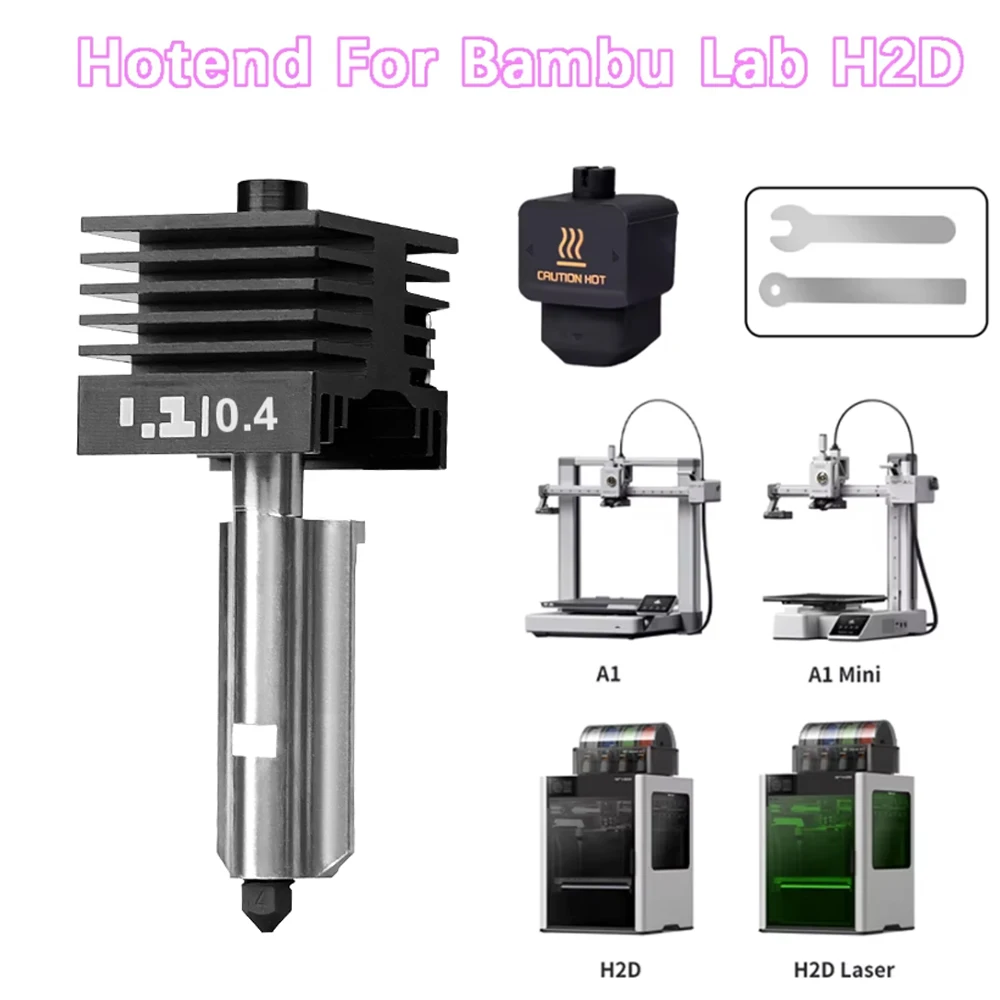 For Bambu Lab H2D Hotend Kit 0.2/0.4/0.6/0.8mm Nozzle H2S H2C Hot End For Bamboo P2S A1 A1mini Print Head 3D Printer Parts