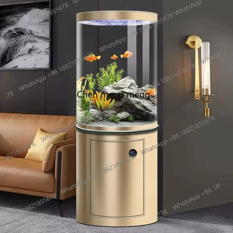 

New model without pipe fittings, cylindrical vertical living room household glass aquarium bottom filter, no water change