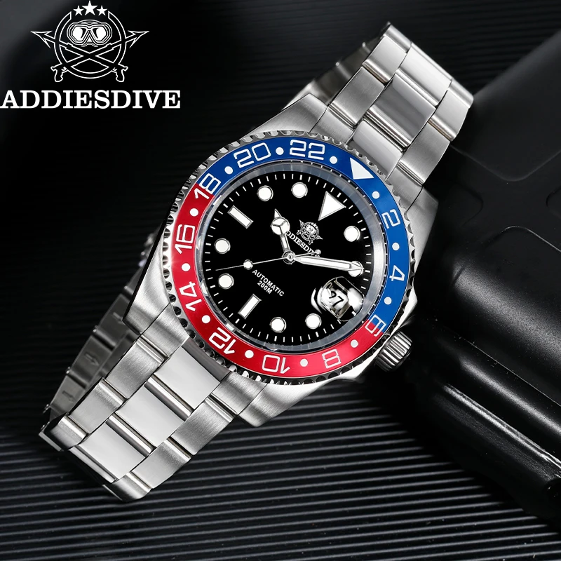 ADDIESDIVE New Automatic Watch for Men Dive 20Bar Waterproof Luminous 316L Stainless Steel Calendar Sapphire Mechanical Watch