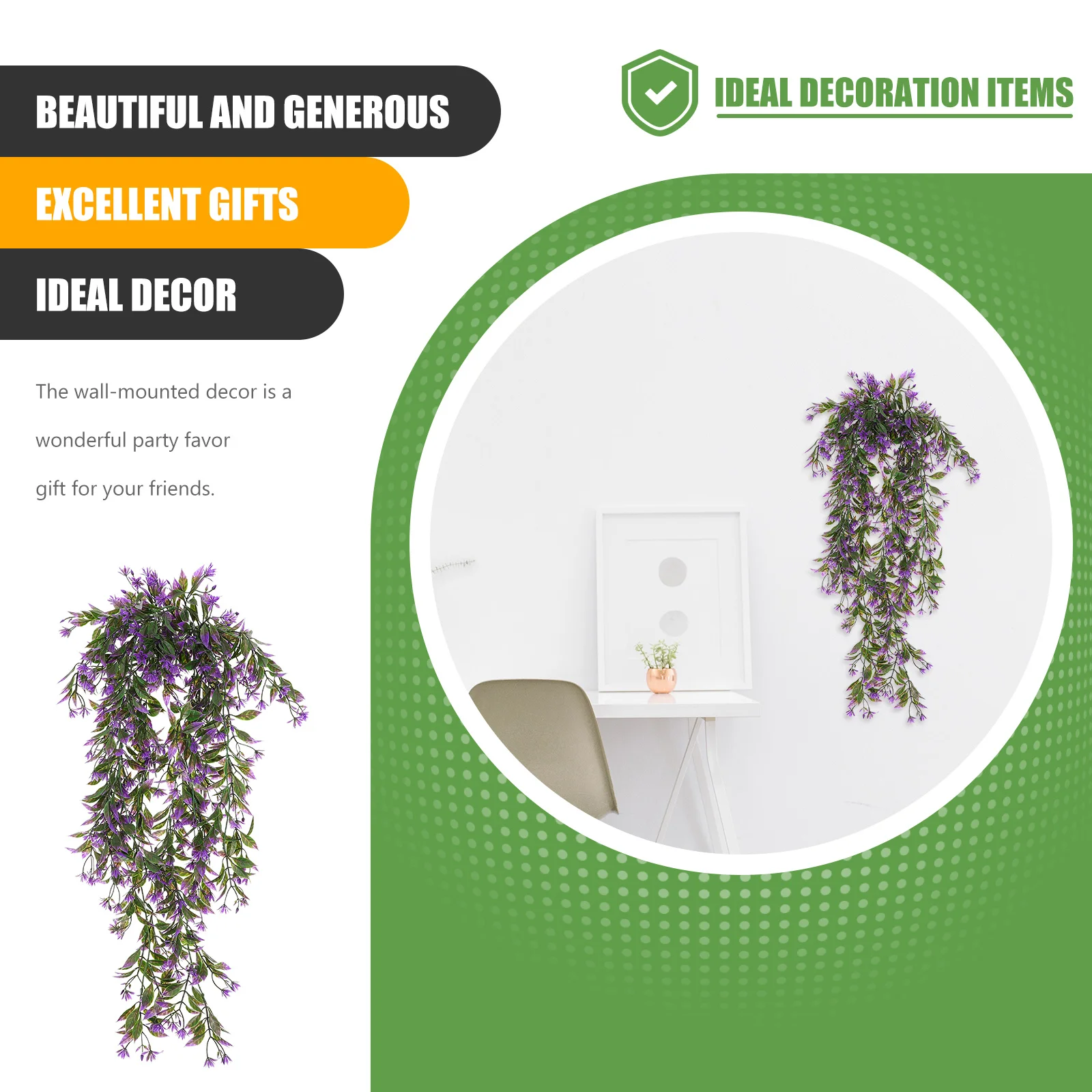 

2Pcs Plant Rattan Pendant Indoor Plants Decor Outdoor Simulation Plant Wall Hanging Rattan for Home Garden Fence Decoration