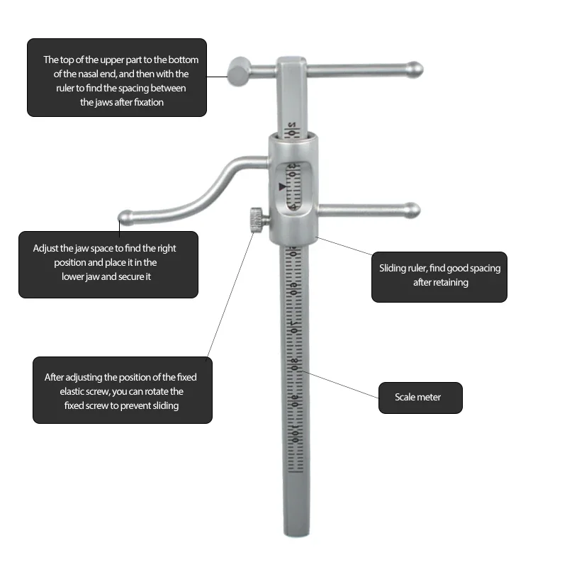 Dental Orthodontic Sliding Caliper Chin Indicator Dental Implant Measuring Gauge Caliper Ruler 0-100mm Stainless Steel