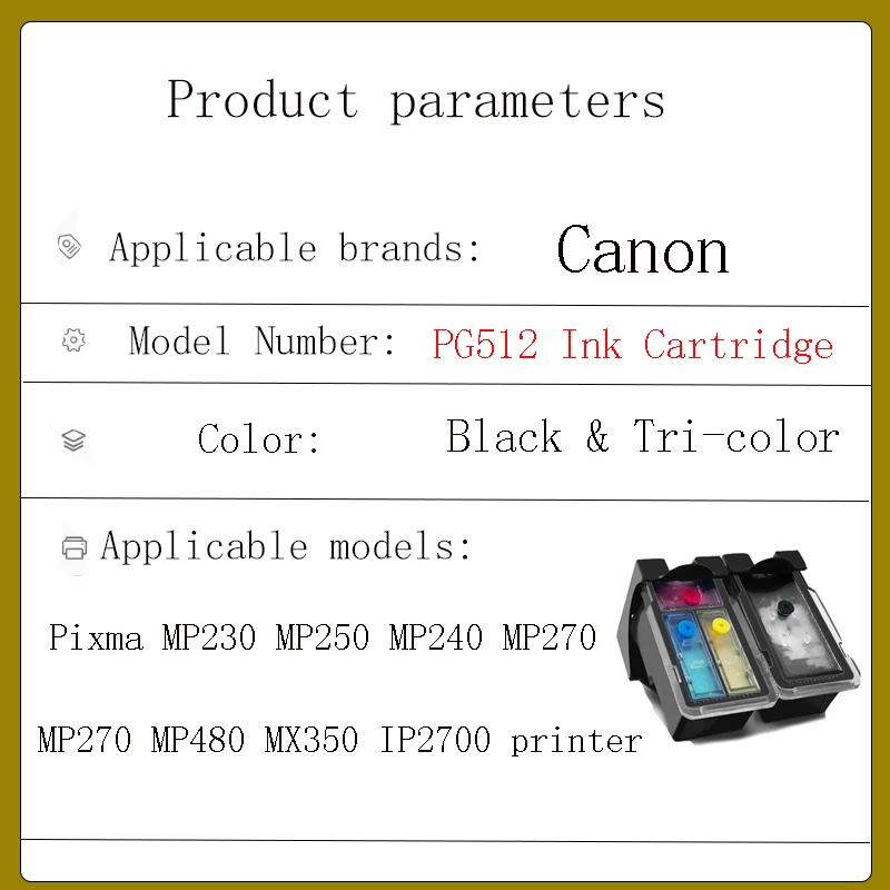 PG512 CL513 for Canon pg 512 cl 513 ink cartridge for pg-512 Pixma MP230 MP250 MP240 MP270 MP480 MX350 IP2700 printer