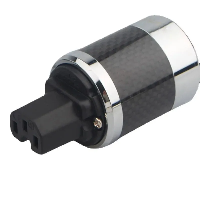 Hi-End-Steckdose FI50 Schwarz Carbonfaser Rhodiniert mit Dichtung EU US Standard AC-Strom IEC-Buchse Hi-Fi US AC-Netzstecker – Detail 5