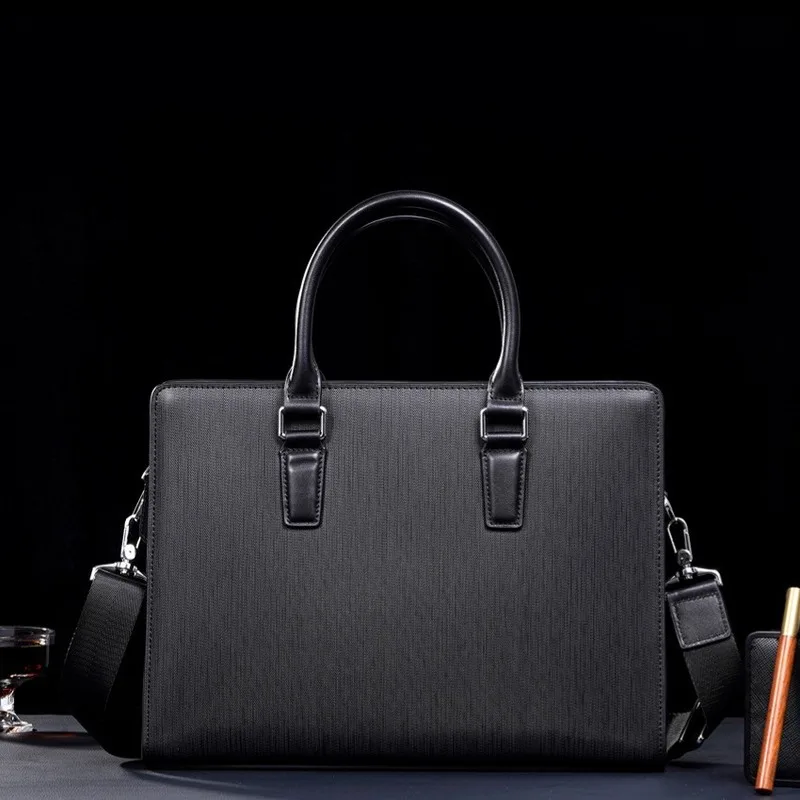 BALIDIYA Leather handbag, men's leather, computer, business briefcase, single shoulder crossbody bag, 14 inches SAC