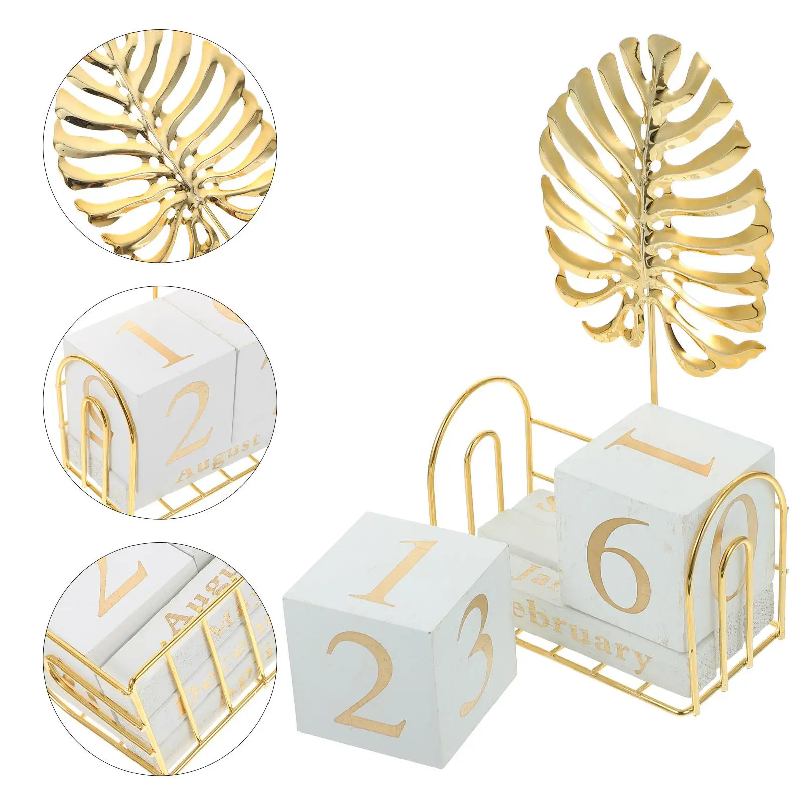 Calendar Brick Wooden DIY Desktop Decoration Square Cubic Office Advent for Children