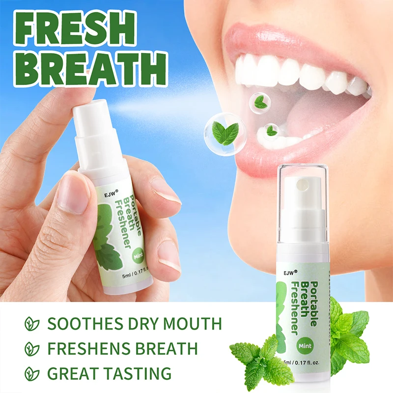 Oral Spray for Bad Breath Portable Alcohol-Free Mist with Clean Mint Flavor Peach Flavor Grape Flavor | Instant Fresh Breath