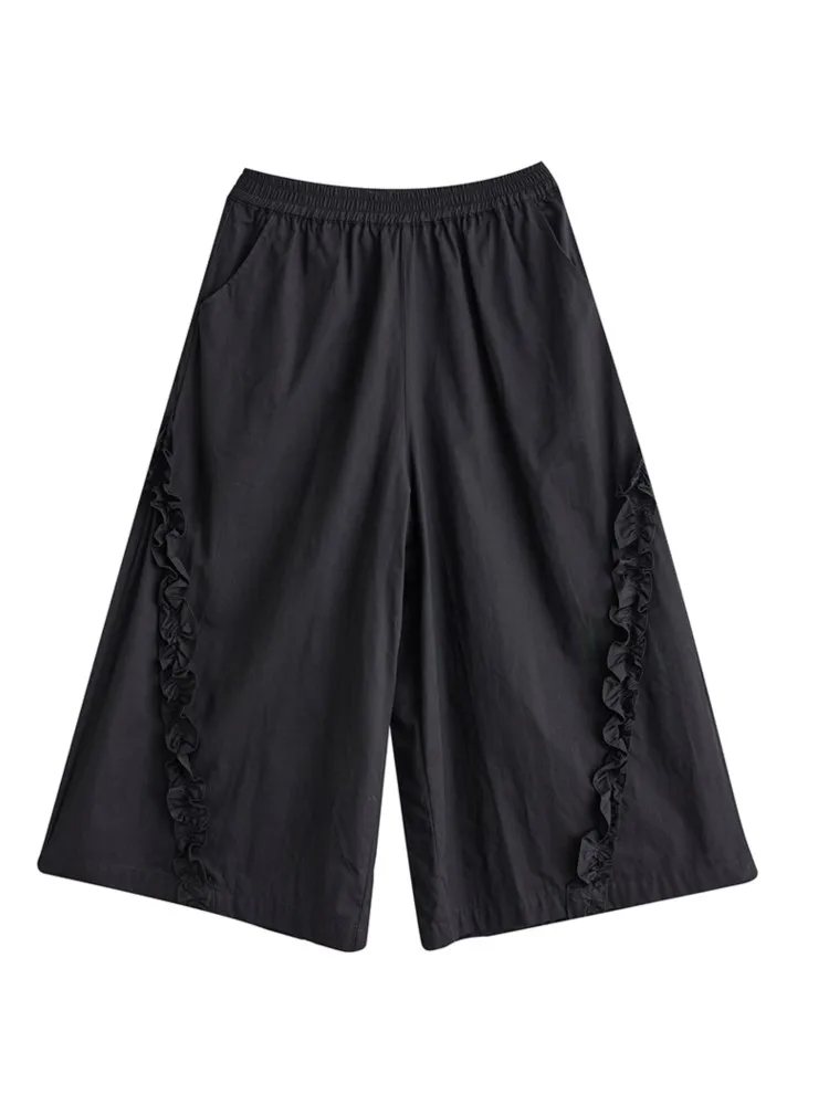 المتضخم الخريف واسعة الساق السراويل النساء أزياء السيدات عارضة السراويل فضفاضة مرونة عالية الخصر امرأة السراويل