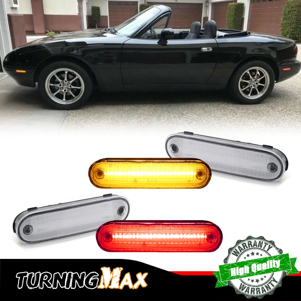 

Передние/задние габаритные светодиодные фонари Gtinthebox для Mazda Miata 1990-1997 годов и Mazda MX-5 1999-2005 гг., проблесковый фонарь крыла янтарно-красный белый