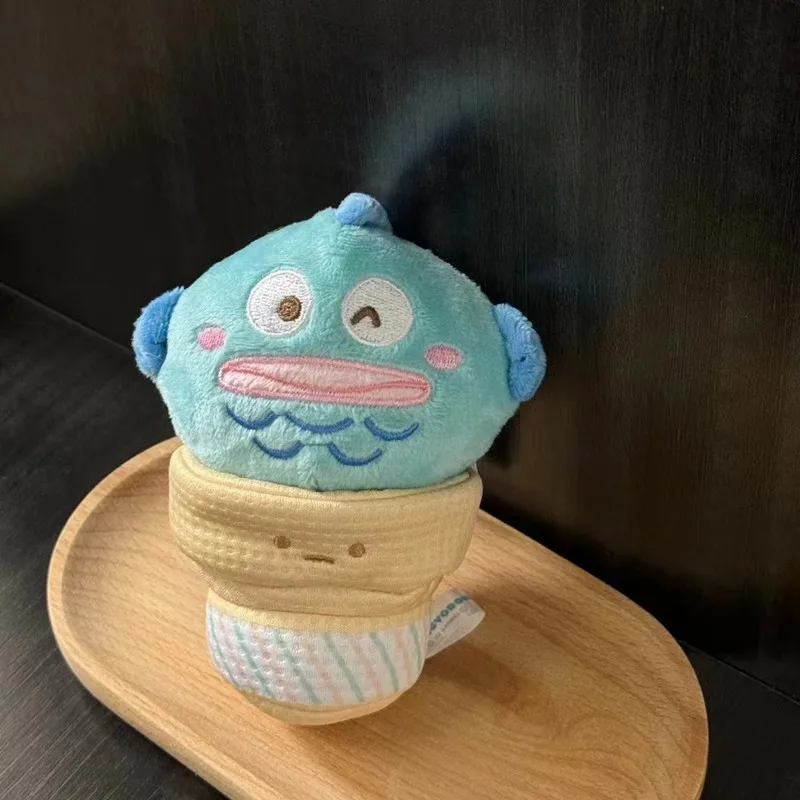 Anime Kawaii Ugly Fish Hangyodon Burger Ice Cream Cartoon Plush Doll Sanrios Girl Bag Pendant Decoration Keychain Childrens Gift image 4