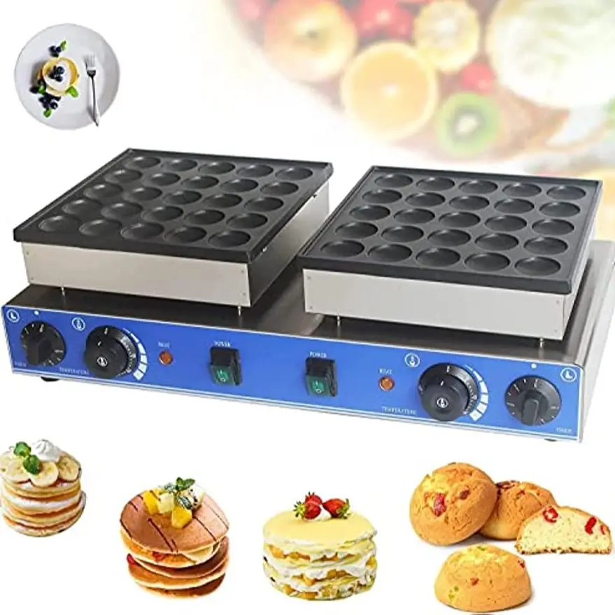 

Mini Dutch Pancakes 1600W Commercial Non Stick Dutch Pancake Maker for Baking Crepes Muffins and Dutch Pancakes (50 Pcs)