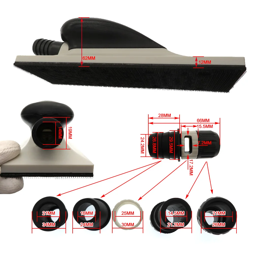 125/200/400MM 핸드 샌딩 블록 후크 루프 먼지없는 추출 메쉬 그라인딩 패드 목재 및 자동차에 사용되는 연마 도구