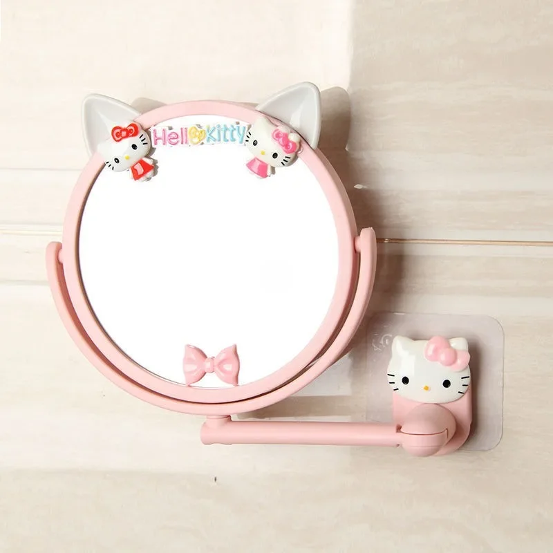 

Hello Kitty Anime Kawaii Sanrio Ins Fashion Sticker Mirror Cute Wall Makeup Mirror Without Drilling Bathroom Gifts for Girls