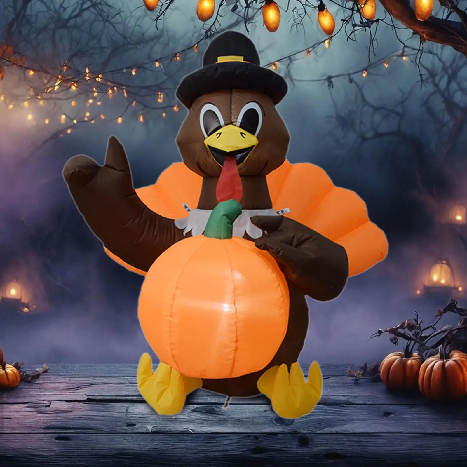 

Надувное украшение из индейки, универсальный реквизит для фотографий, удобное хранение, 4 фута с тыквой для Дня благодарения, осеннего фестиваля Хэллоуина