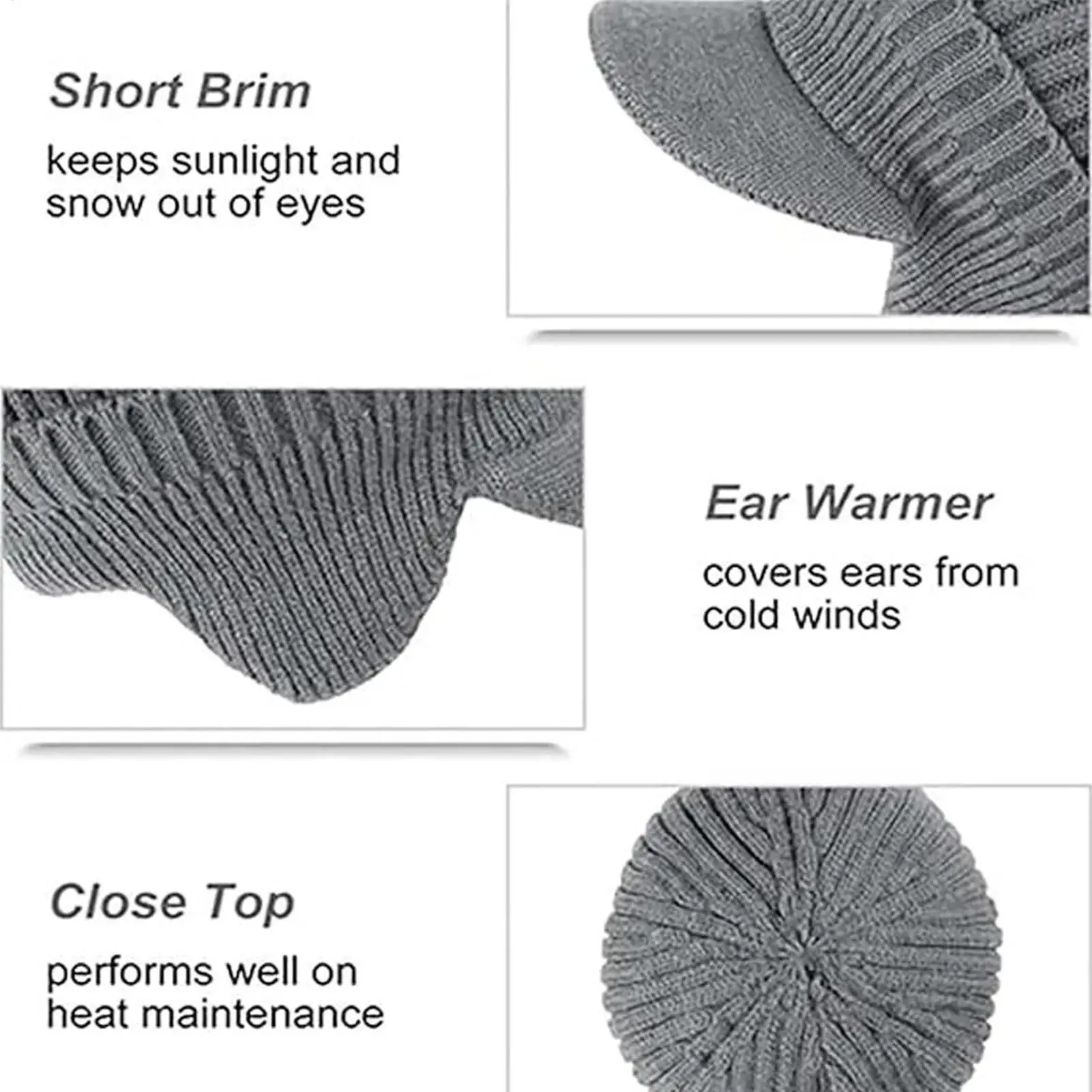 Gorro con ala de punto transpirable, gorro de invierno para exteriores, para esquiar, snowboard, senderismo, pesca en hielo, ciclismo, Camping, nieve