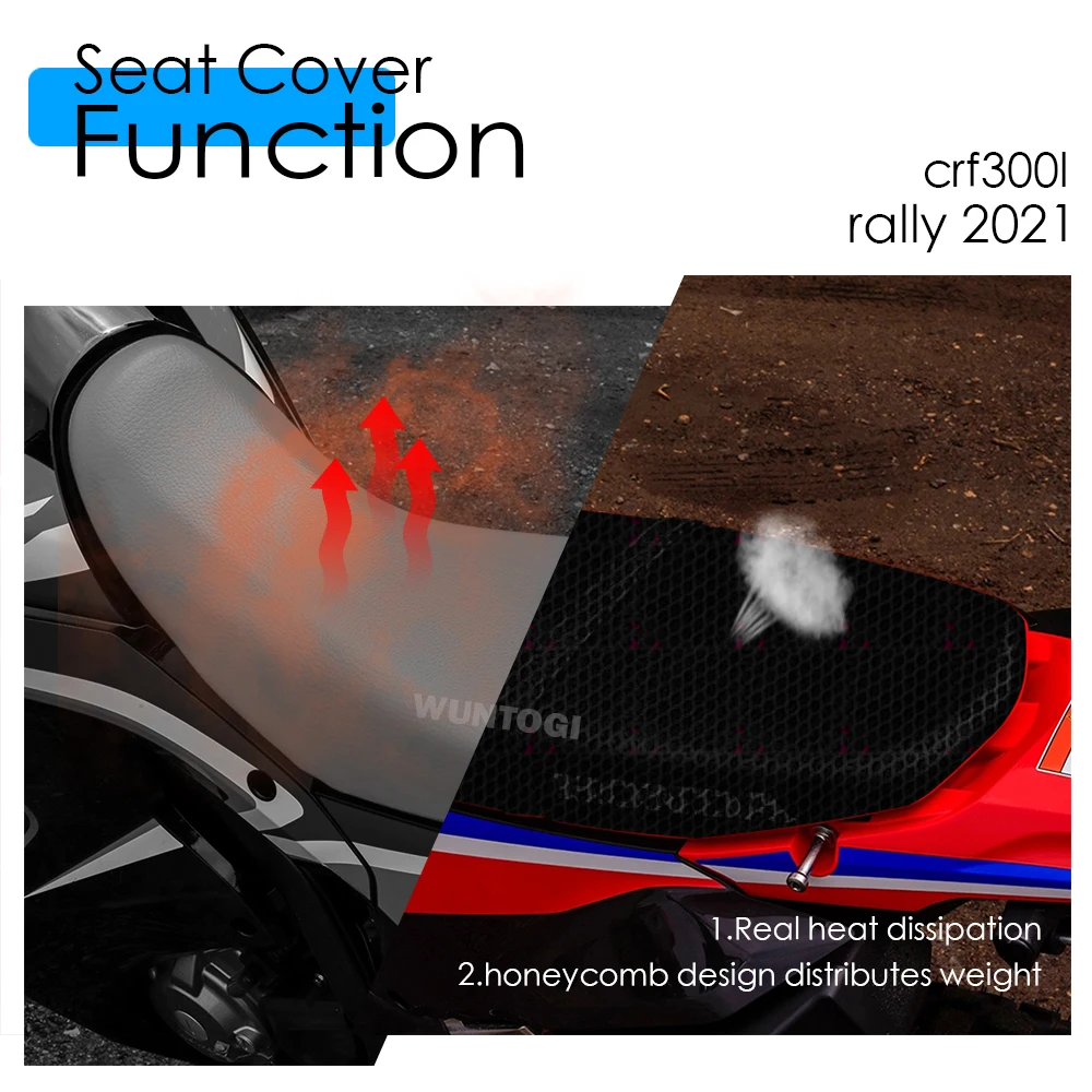 Funda de cojín para asiento de motocicleta Honda, cubierta protectora de asiento de tela 3D para Honda CRF300L Rally 2021