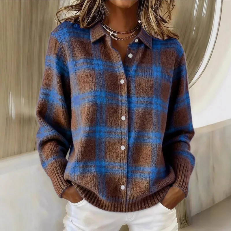 Hauts vêtements automne et hiver nouveau populaire femmes pull manteau décontracté revers rayé contraste laine veste 2026 streetwear