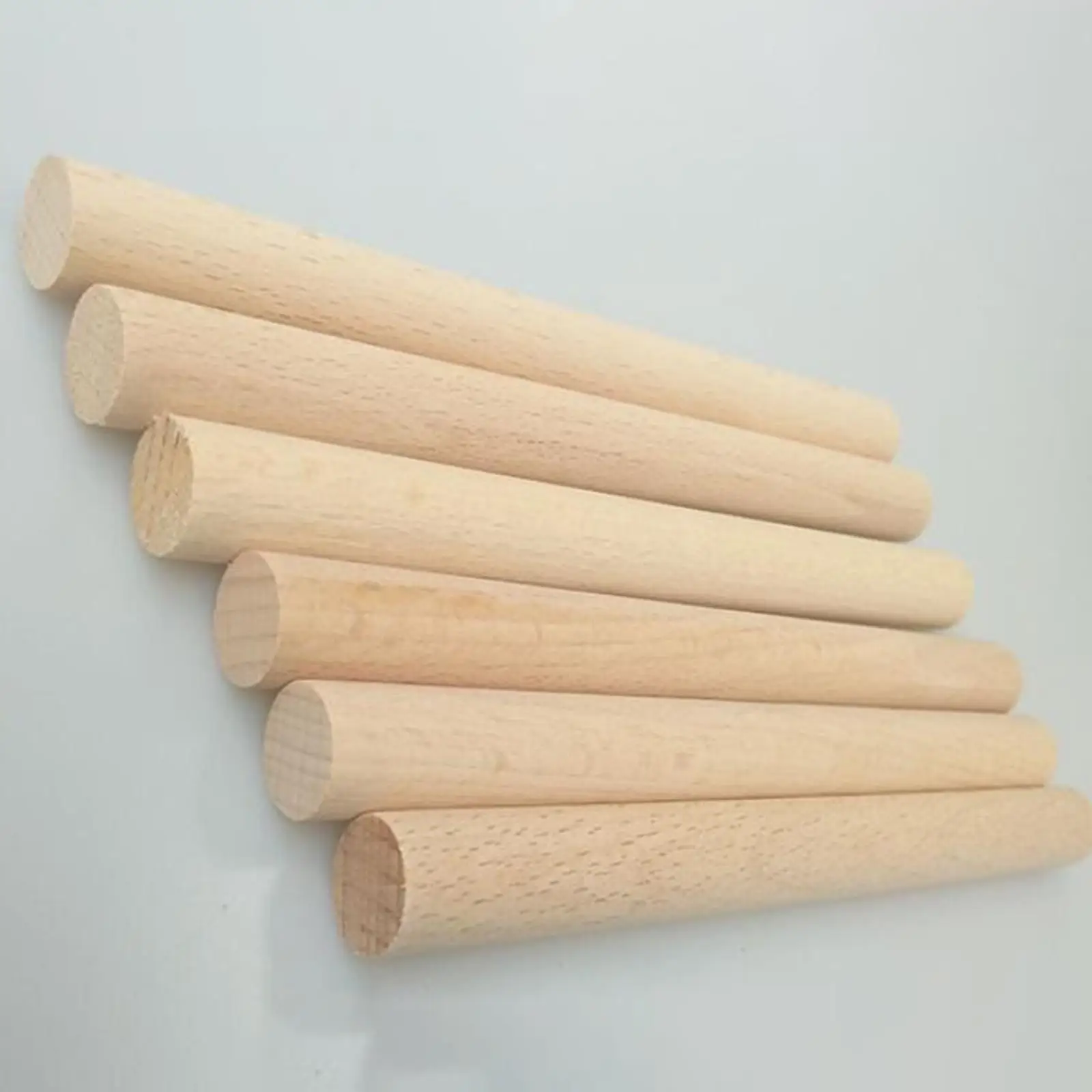 5 x 50 Stück Holzdübelstangen, Holzdübel, runde Holzstäbe zum Basteln, Makramee-Dübel, unlackierte Hartholzstäbe