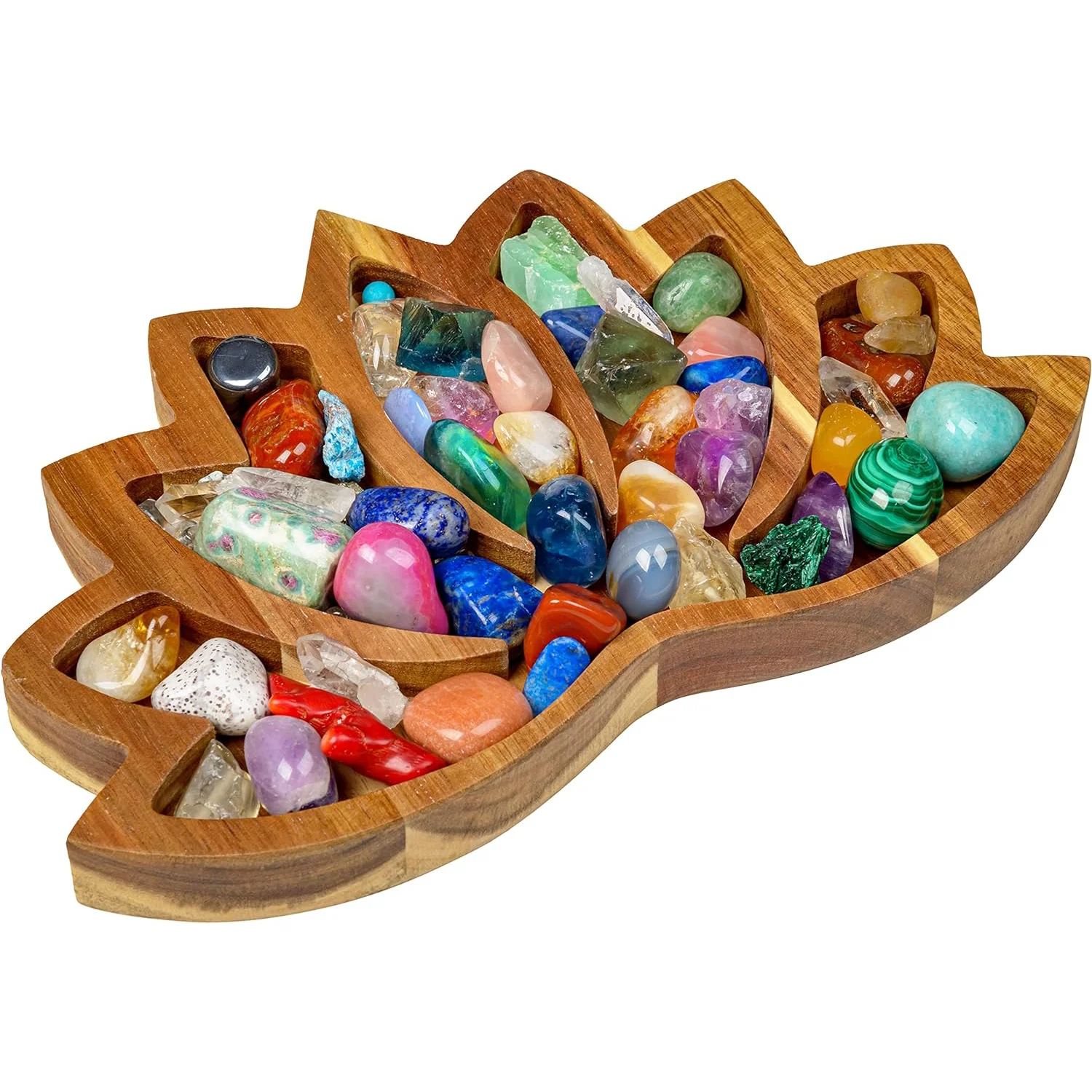 

Lotus Crystal Tray for Stones - Display Your Crystals & Healing Stones Crystal Shelf Display for Stones - Crystal Organizer Bowl