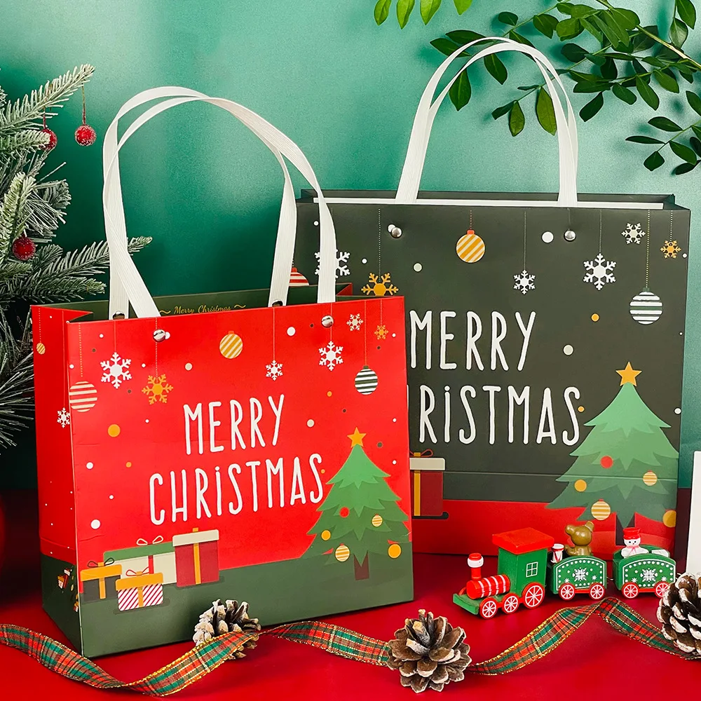 

Holiday Gift Bag Christmas-Themed Tote Bag Candy Tote Bag Colorful Christmas Gift Holder For Holiday Shopping Holiday