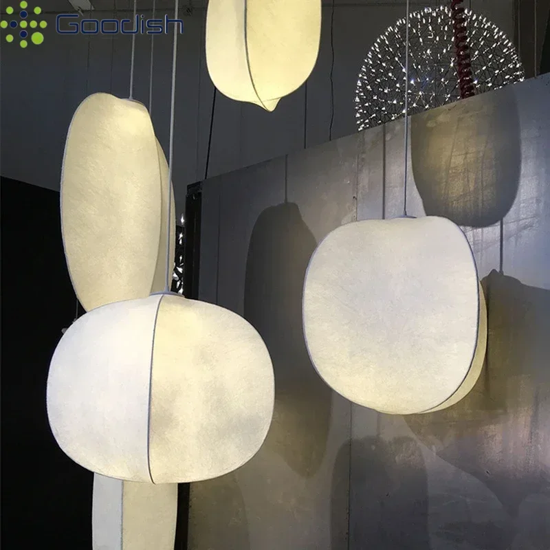 

Минималистичные современные светодиодные подвесные светильники в форме шелковой клетки, художественные креативные лампы для гостиной, домашнего декора, люстра