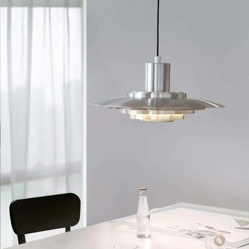 TechHPMinimalism LED Chandelier Nordic White Silver Metal Pendant Light Art Design Kitchen Bedroom