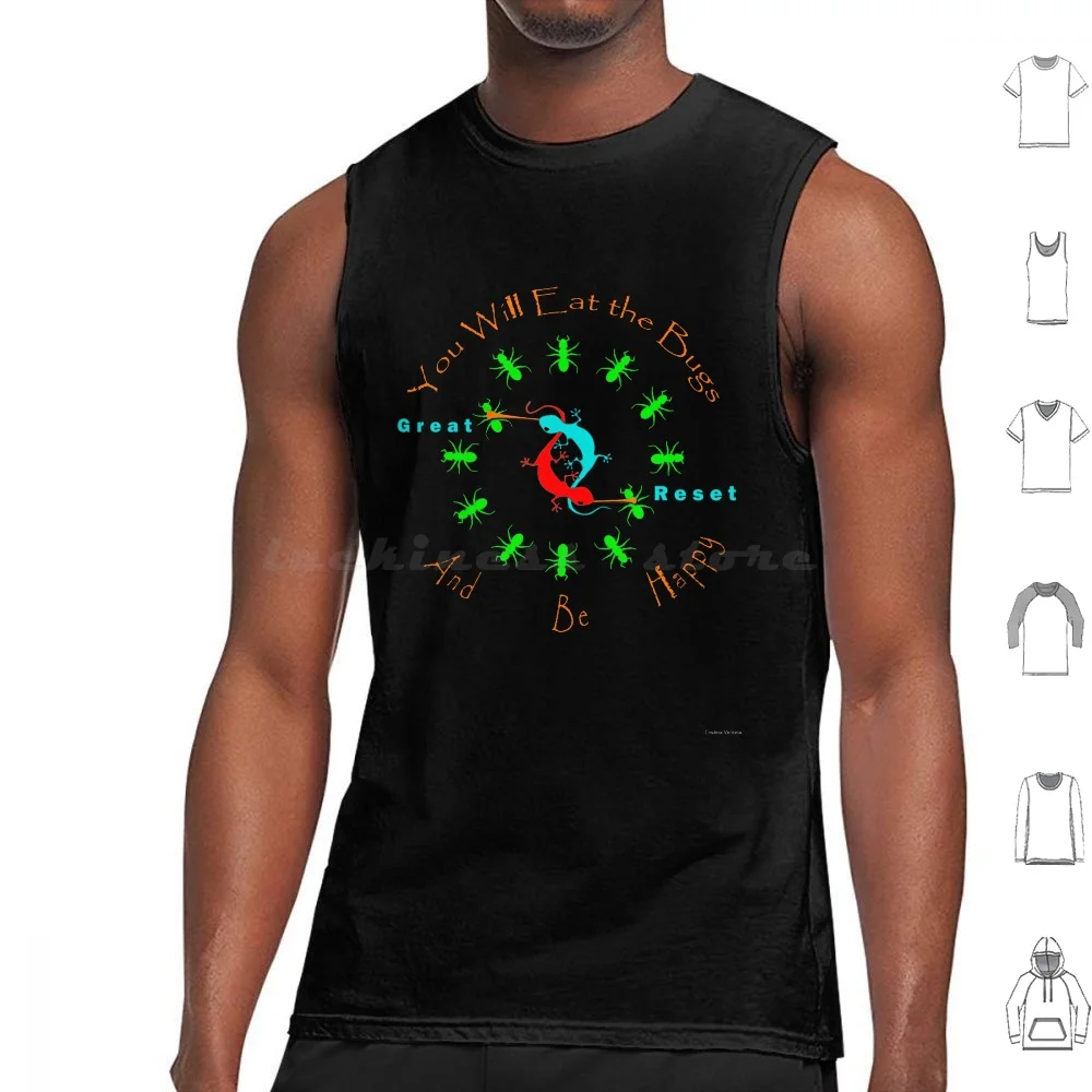 

You Will Eat The Bugs And Be Happy Tank Tops Print Cotton Wef World Economic Forum Klaus Schwab The Great Reset