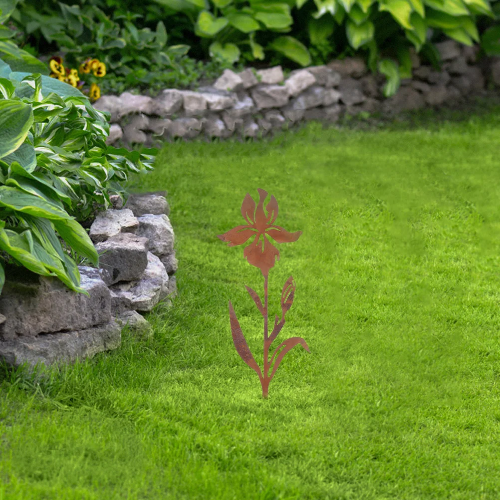 

Milisten Rustic Flower Shaped Garden Stakes Metal Vintage Decor for Lawn Yard Patio Outdoor Beds Ornament