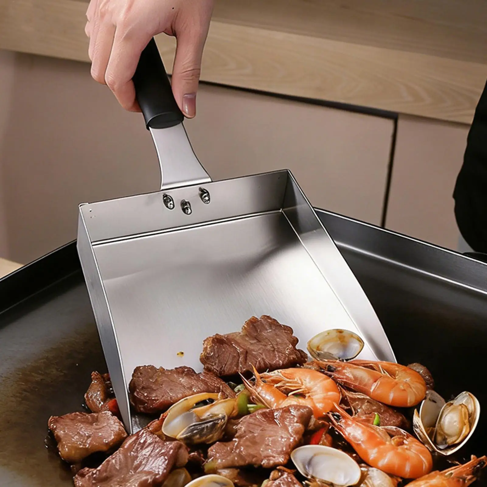 

Лопатка для гриля и барбекю с равномерным нагревом, тонкой полировкой, термостойкая, профессиональная, большая, с ручкой для перемещения продуктов