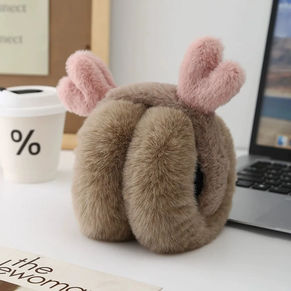 Fashion Deer Ear Earmuffs Foldable Thickened Ear Warmer Keep Warm Anti-Freeze Winter Earflaps for Women Girls