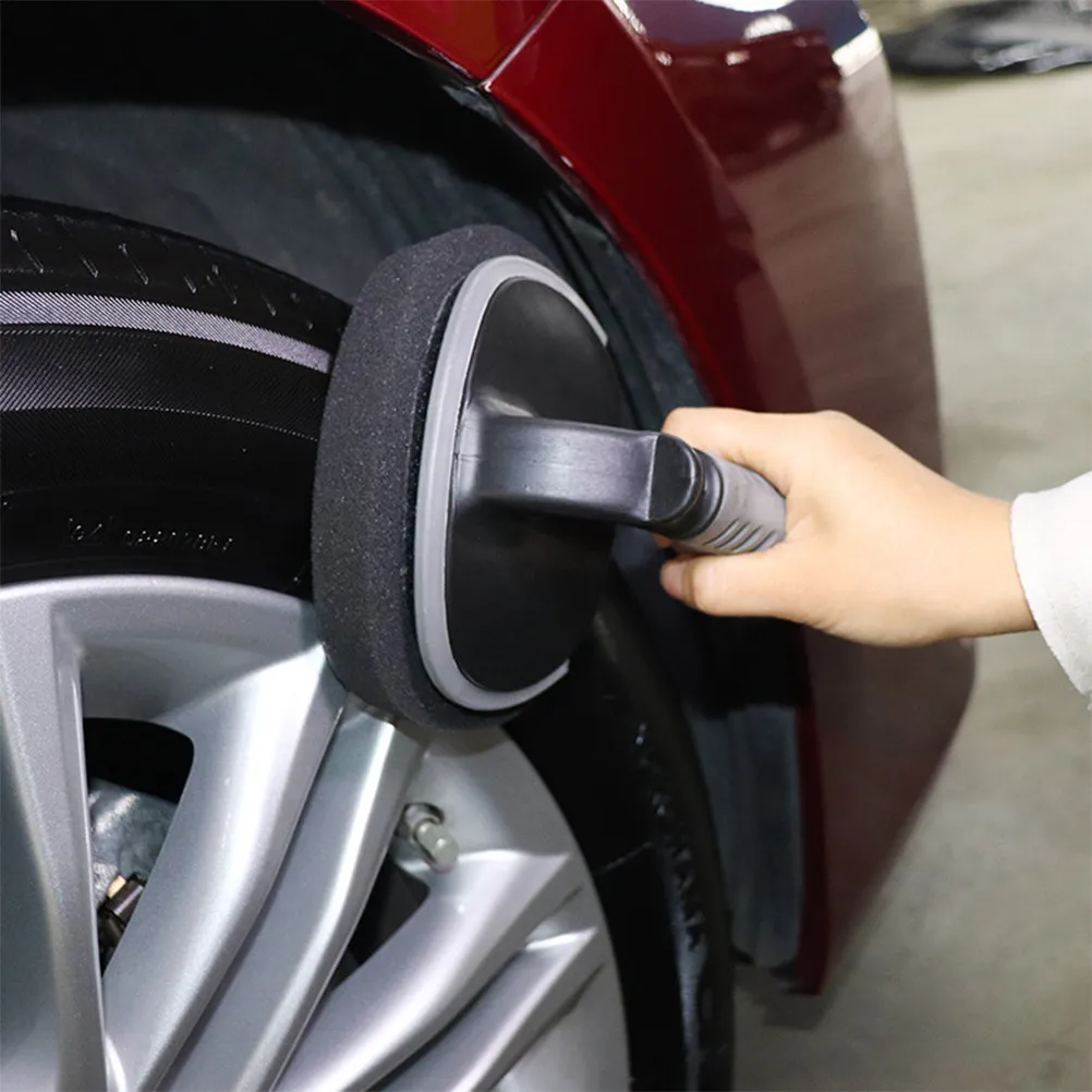 Professional Tire Shine Applicator with Ergonomic Handle Compact Lightweight Sponge Tire Dressing Applicator Pad Car Detailing