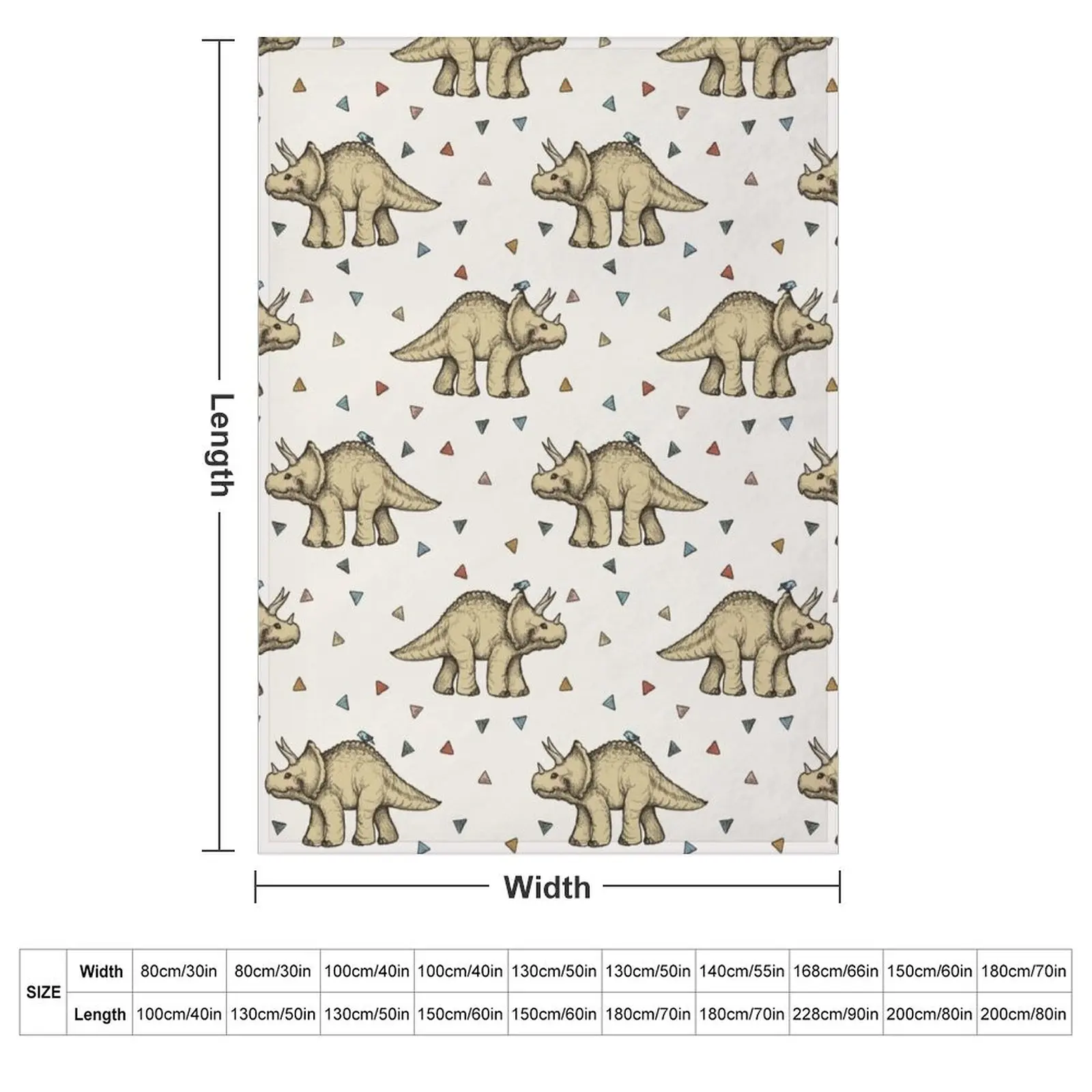 Triceratops & Triangles Throw Blanket couch cozy soft plush fuzzy picnic outdoor blanket