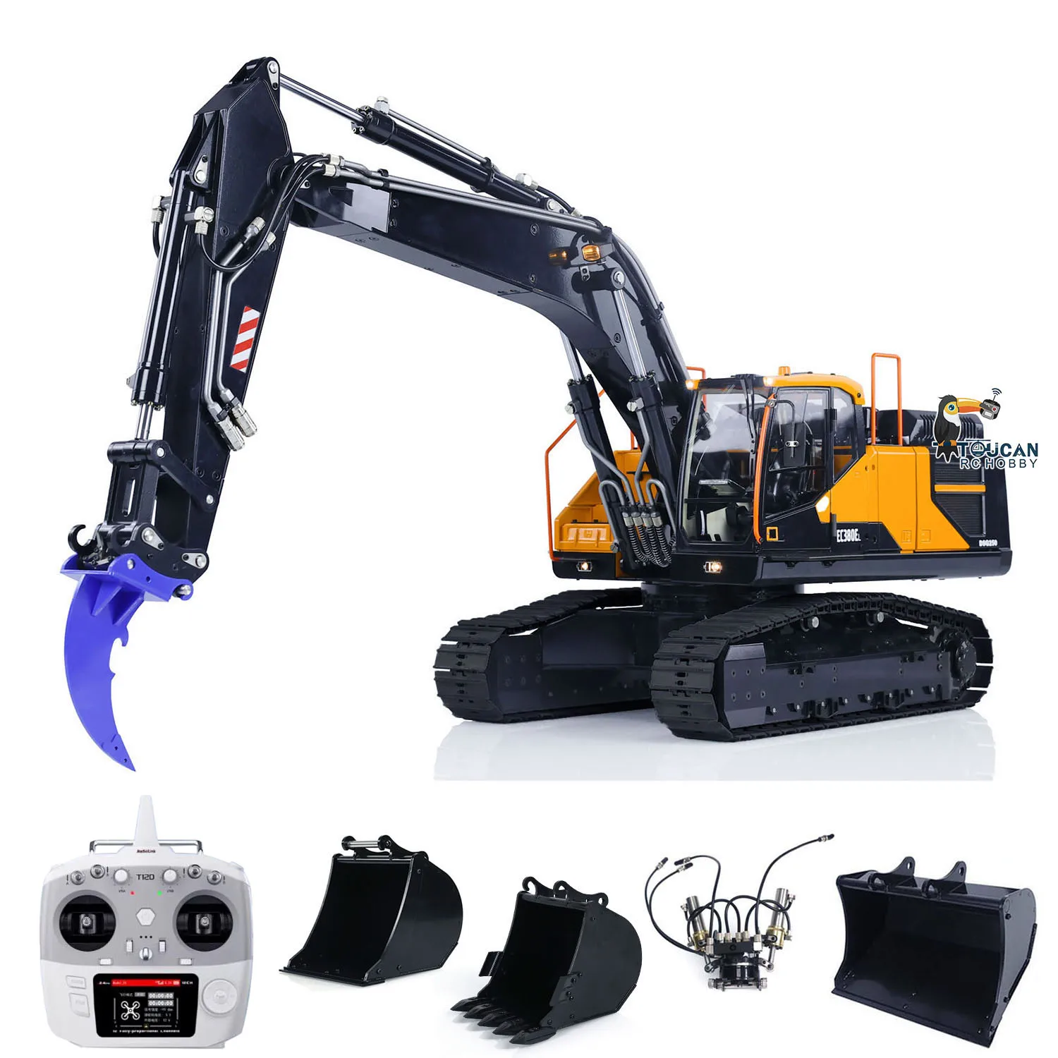 

In Stock 1/14 Metal Hydraulic RC Excavator Remote Control Earth Digger EC380 Painted Assembled Construction Trucks Cars Model