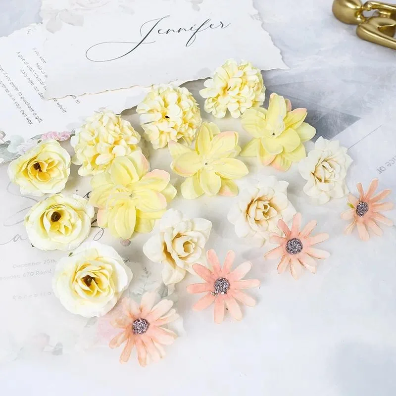 Rose Artificial Flower Silk Foam Flower Family Room Decoration Wedding Decor Bouquet Festival DIY Wreath Bride Accessories