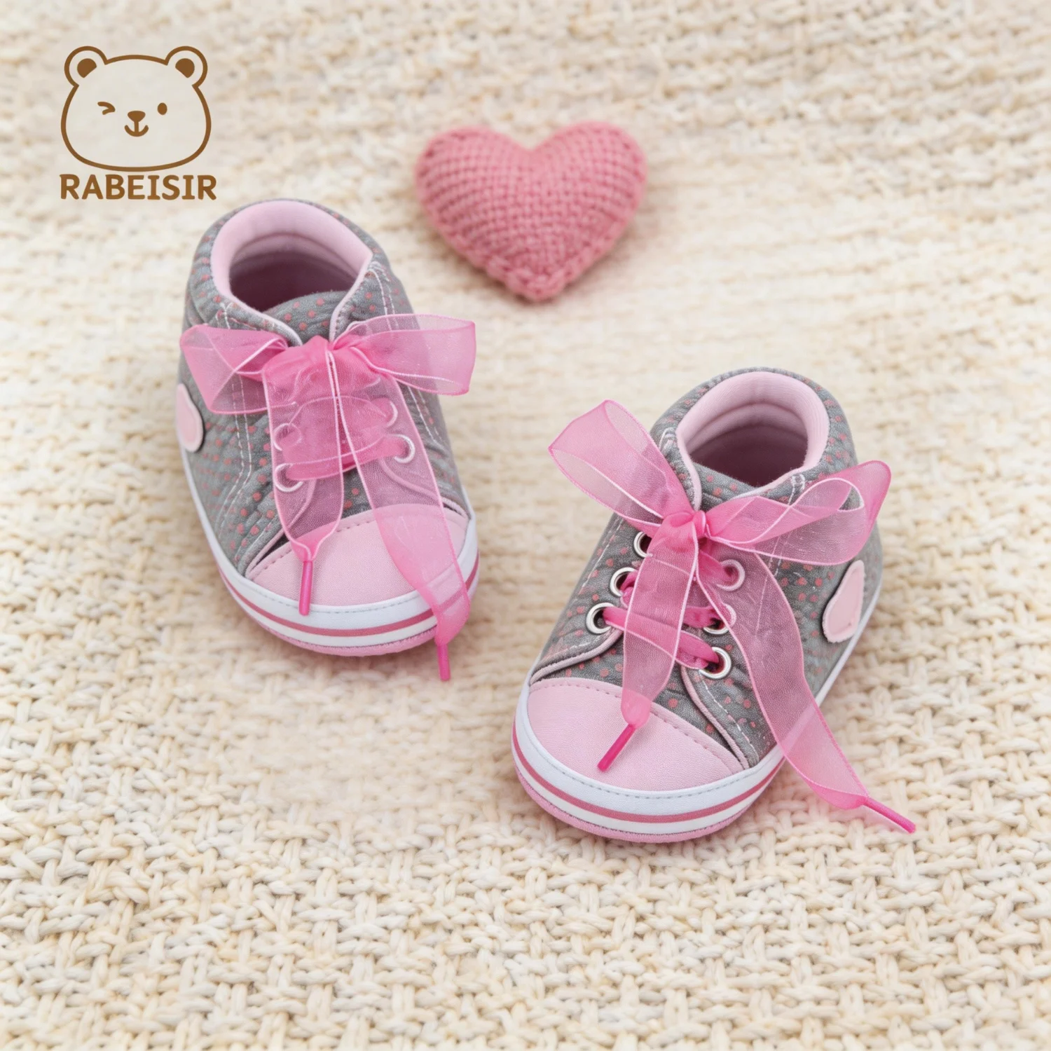 Cute Bowknot Comfortable Sneakers For Baby Girls, Lightweight Non Slip Shoes For Indoor Outdoor Walking, Spring And Autumn