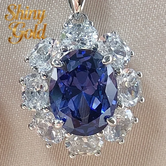 

ShinyGold Special 2Ct 7x9mm Oval Cut Ruby&Sapphire Diamond Pendant For Women Luxury Quality 18K White Gold Wedding Pendant Neck