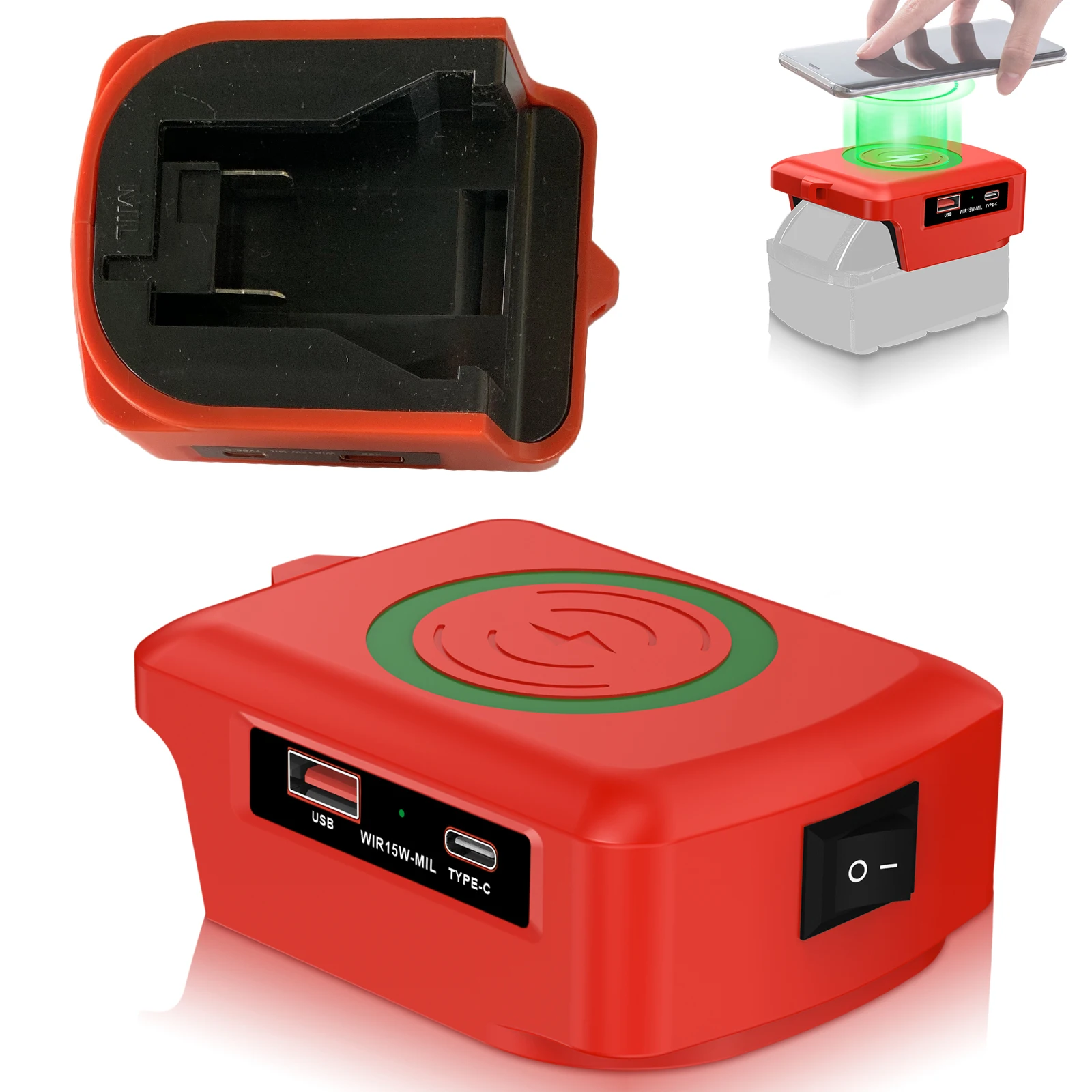 

Wireless Charger Adapter 15W Mobile Phone Wireless Charger Adapter For Dewalt For DCB203 For 48-11-1862 Power Tools Parts