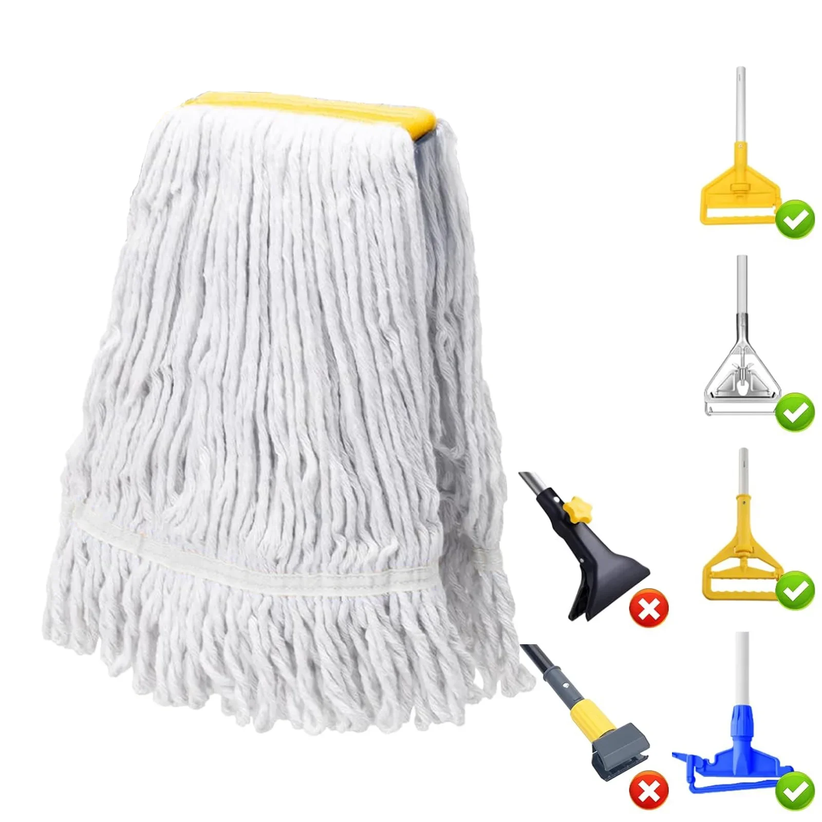 Pacote com 2 Refil de Mop Comercial, Refil de Mop de Algodão Industrial com Ponta Laçada para Limpeza de Piso